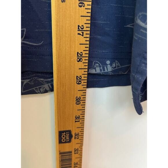 Travis Mathew Men L Blue Golf Polo Shirt Mountain Print Short Sleeve Performance - Picture 7 of 9